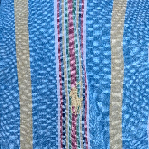 Polo by Ralph Lauren Button-Up Shirt Men's L Blue Striped Collared Casual Cotton - Picture 2 of 8